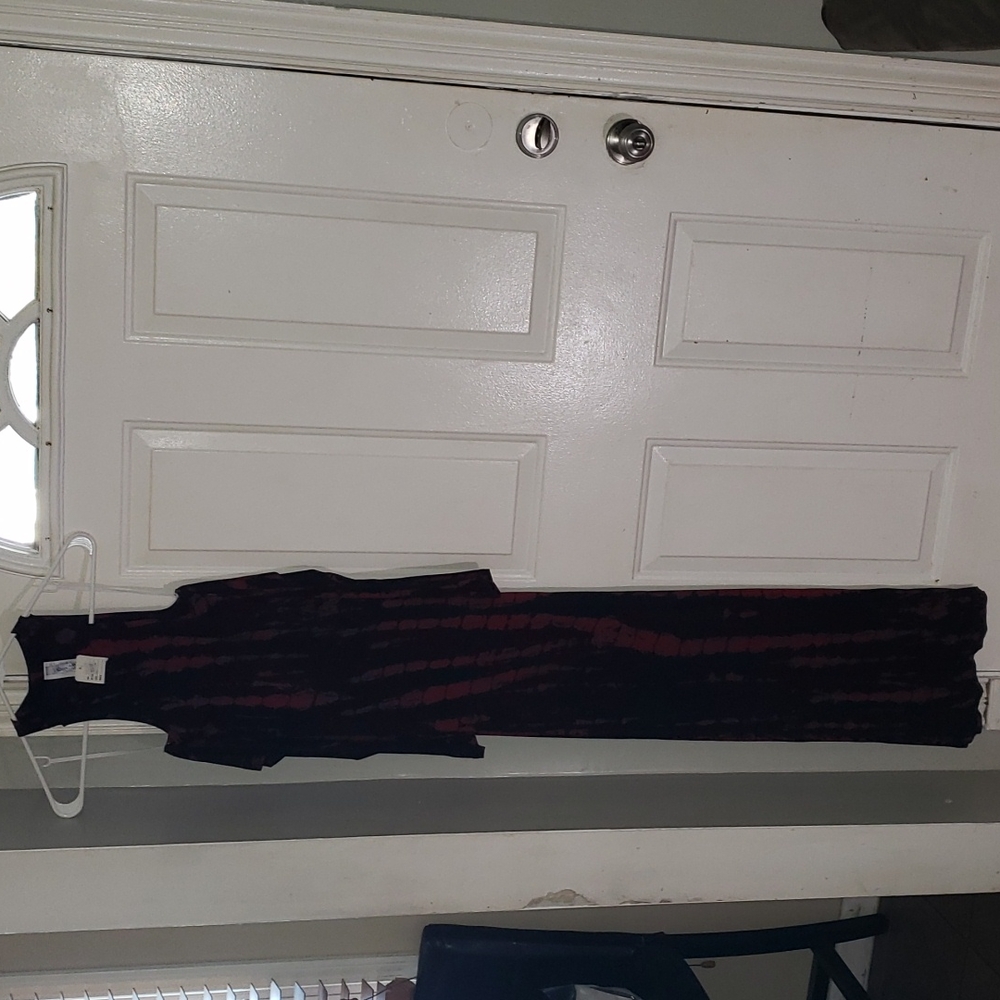 By Eien long off the shoulder dress with back out, Red and Black , size small